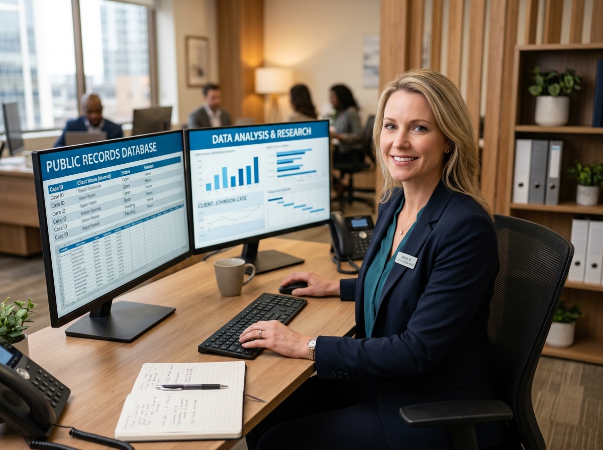 Inmate records specialist assisting client